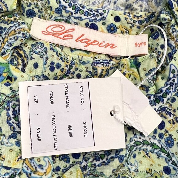 Le Lapin Peacock Paisley Mae Top Girls Button-Up Shirt NWT 3Y, 4Y, 5Y - Picture 5 of 6